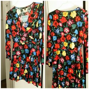 Missguided Floral Tea Wrap Dress